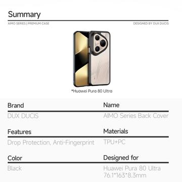 Huawei Pura 80 Ultra Dux Ducis Aimo Hybrid Cover - Sort