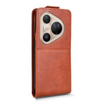 Huawei Pura 80 Ultra lodret flip-etui med stativ - Brun