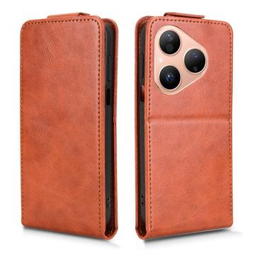 Huawei Pura 80 lodret flip-etui med stativ - Brun
