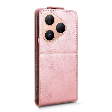 Huawei Pura 80 lodret flip-etui med stativ - rosaguld