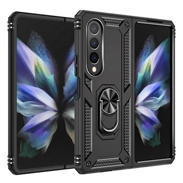 Samsung Galaxy Z Fold4 Hybrid Cover med Metal Stativ - Sort