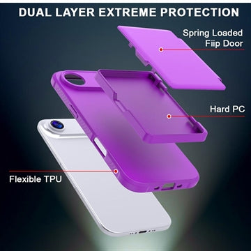 iPhone Air Hybrid Cover med Spejl og Kortholder - Lilla
