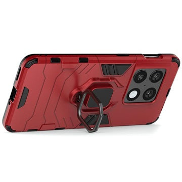 OnePlus 10 Pro Hybrid Cover med Ring Holder - Rød