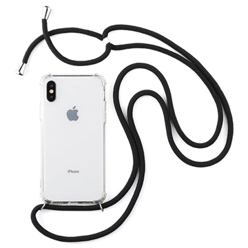 iPhone X/XS Hybrid Cover med Strop - Klar / Sort