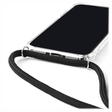 iPhone X/XS Hybrid Cover med Strop - Klar / Sort