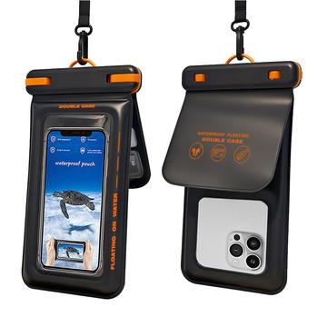 IPX8-vandtæt, flydende telefonetui med to opbevaringsrum - 7.5" - sort