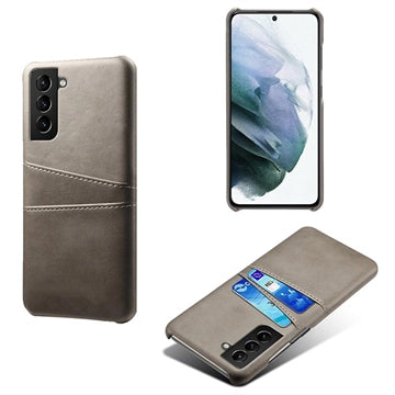 Samsung Galaxy S22 5G KSQ Belagt Plastikcover med Kortlommer - Grå