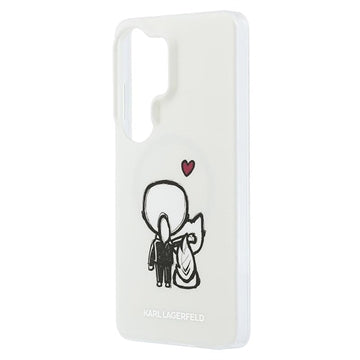 Samsung Galaxy S26 Ultra Karl Lagerfeld IML Karl&Choupette Magnetisk cover med logo på bagsiden - Gennemsigtig