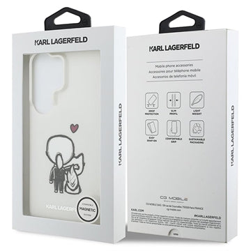 Samsung Galaxy S26 Ultra Karl Lagerfeld IML Karl&Choupette Magnetisk cover med logo på bagsiden - Gennemsigtig