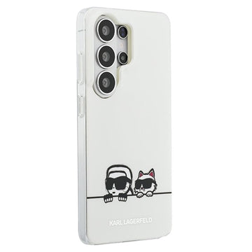 Samsung Galaxy S26 Ultra Karl Lagerfeld IML Karl&Choupette Peekaboo Logo magnetisk cover - hvid