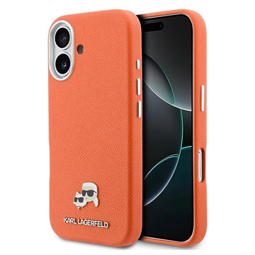 iPhone 17 Karl Lagerfeld Karl and Choupette Heads Pins Cover - MagSafe-kompatibelt - orange