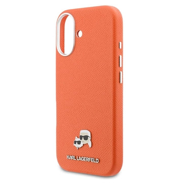 iPhone 17 Karl Lagerfeld Karl and Choupette Heads Pins Cover - MagSafe-kompatibelt - orange