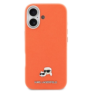 iPhone 17 Karl Lagerfeld Karl and Choupette Heads Pins Cover - MagSafe-kompatibelt - orange