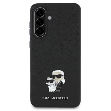 Samsung Galaxy A36 Karl Lagerfeld Saffiano Metal Karl and Choupette Cover - Sort