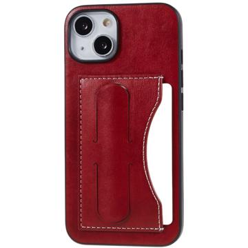 iPhone 14 Plus Belagt Cover med Kortholder og Kickstand - Rød
