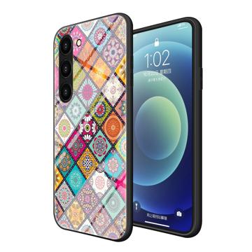 Checkered Pattern Samsung Galaxy S23 5G Hybrid Cover - Farverig Mandala