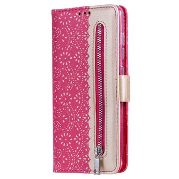 Lace Pattern Samsung Galaxy S23 5G Pung Cover - Hot pink