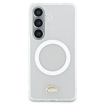 Samsung Galaxy S26 Lacoste Frosted Finish Gold Logo Hybrid Cover - MagSafe-kompatibel - Hvid