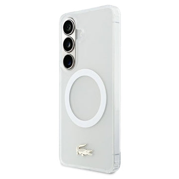 Samsung Galaxy S26 Lacoste Frosted Finish Gold Logo Hybrid Cover - MagSafe-kompatibel - Hvid