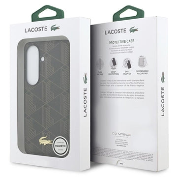 Samsung Galaxy S26+ Lacoste PVC Blend Monogram Gold Logo magnetisk cover - Brun