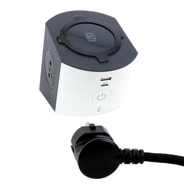 Legrand 049412 Stikdåse 2x2P+T med trådløs oplader - 10A/2m - Hvid / Sort