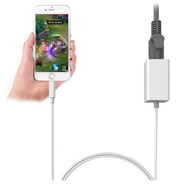 Lightning til RJ45 Ethernet LAN Wired Netværks Adapter - Hvid