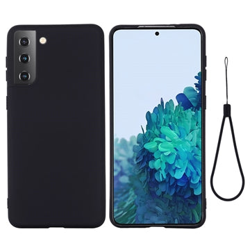 Samsung Galaxy S21 5G Liquid Silikone Cover med Strop - Sort