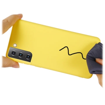 Samsung Galaxy S21 5G Liquid Silikone Cover med Strop - Gul