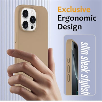 iPhone 16 Pro Max Liquid Silikone Cover - MagSafe Kompatibel - Ørken guld
