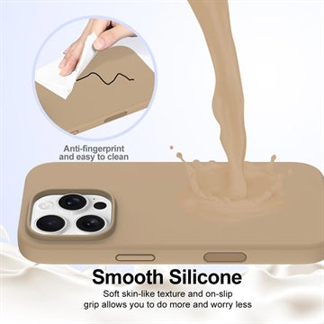 iPhone 16 Pro Max Liquid Silikone Cover - MagSafe Kompatibel - Ørken guld