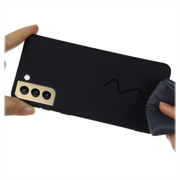 Samsung Galaxy S21 FE 5G Liquid Silikone Cover med Strop - Sort