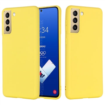 Samsung Galaxy S21 FE 5G Liquid Silikone Cover med Strop - Gul