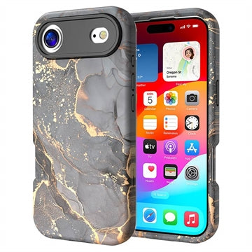 iPhone Air luksus marmor hybrid cover - sort / guld