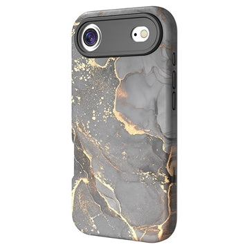 iPhone Air luksus marmor hybrid cover - sort / guld