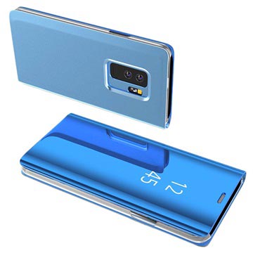 Luksus Mirror View Samsung Galaxy S9+ Flip Cover - Blå
