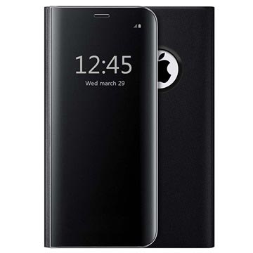 Luksus Mirror View iPhone 7/8/SE (2020)/SE (2022) Flip Cover - Sort