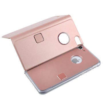 Luksus Mirror View iPhone 7/8/SE (2020)/SE (2022) Flip Cover - Rødguld