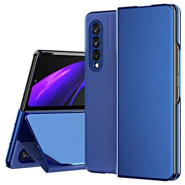 Luksus Series Mirror View Samsung Galaxy Z Fold3 5G Flip Cover - Blå