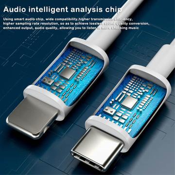 MH045S 3-i-1 AUX Bilkabel – USB-C, Lightning & 3.5mm Jack – Hvid