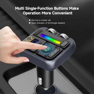 MT04 bil Bluetooth-adapter FM-sender HiFi musik MP3-afspiller Type-C + USB biloplader