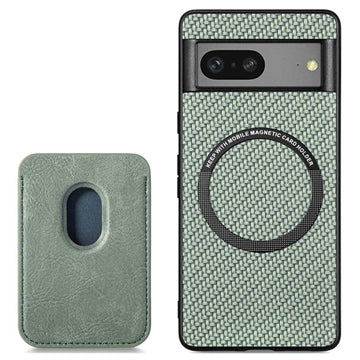 Google Pixel 7 Magnetisk Cover med Kortholder - Karbonfiber - Grøn