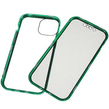 iPhone 15 Magnetisk Cover med Privatlivssikret Hærdet Glas - Grøn