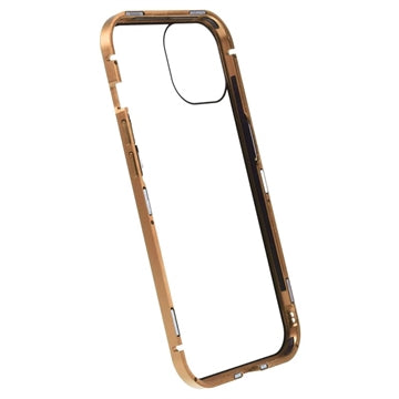 iPhone 15 Plus Magnetisk Cover med Privatlivssikret Hærdet Glas - Guld