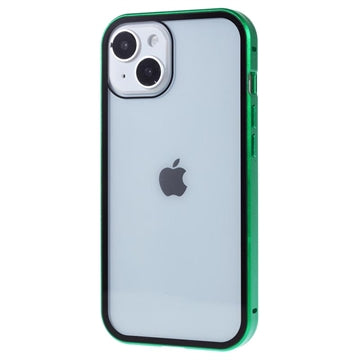 iPhone 15 Plus Magnetisk Cover med Privatlivssikret Hærdet Glas - Grøn