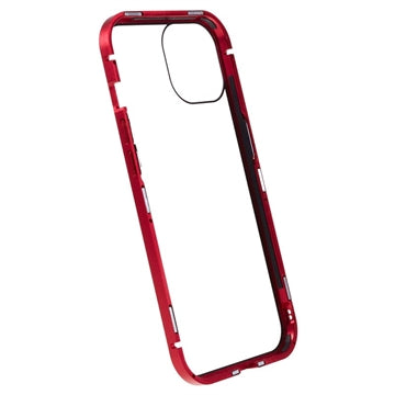 iPhone 15 Plus Magnetisk Cover med Privatlivssikret Hærdet Glas - Rød