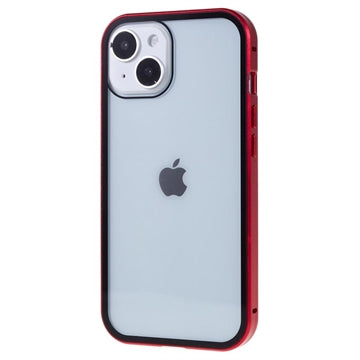 iPhone 15 Plus Magnetisk Cover med Privatlivssikret Hærdet Glas - Rød