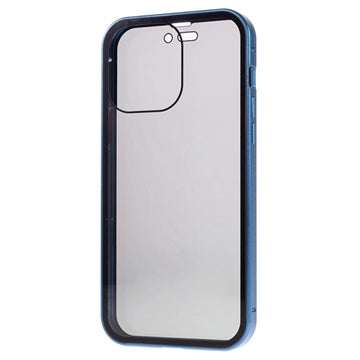 iPhone 15 Pro Magnetisk Cover med Privatlivssikret Hærdet Glas - Blå