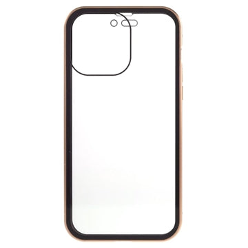 iPhone 15 Pro Magnetisk Cover med Privatlivssikret Hærdet Glas - Guld