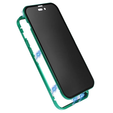 iPhone 15 Pro Magnetisk Cover med Privatlivssikret Hærdet Glas - Grøn