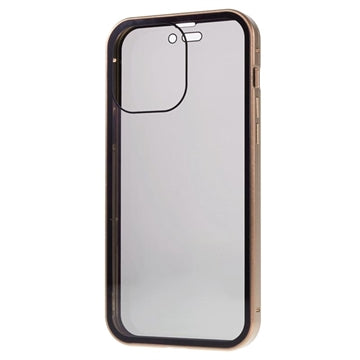 iPhone 15 Pro Max Magnetisk Cover med Privatlivssikret Hærdet Glas - Guld